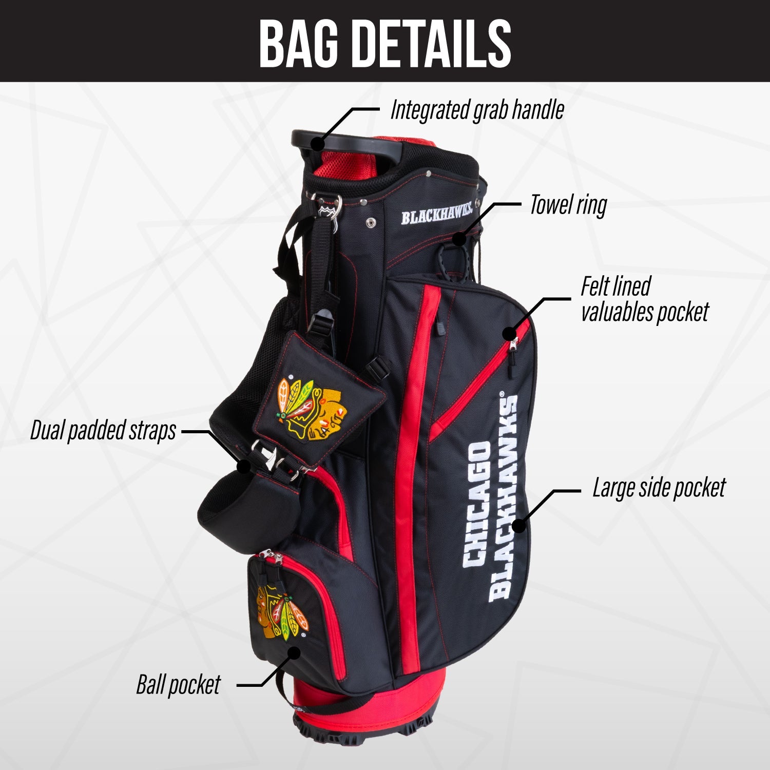 Chicago Blackhawks Fairway Stand Bag - Image 3 - Club Rehab