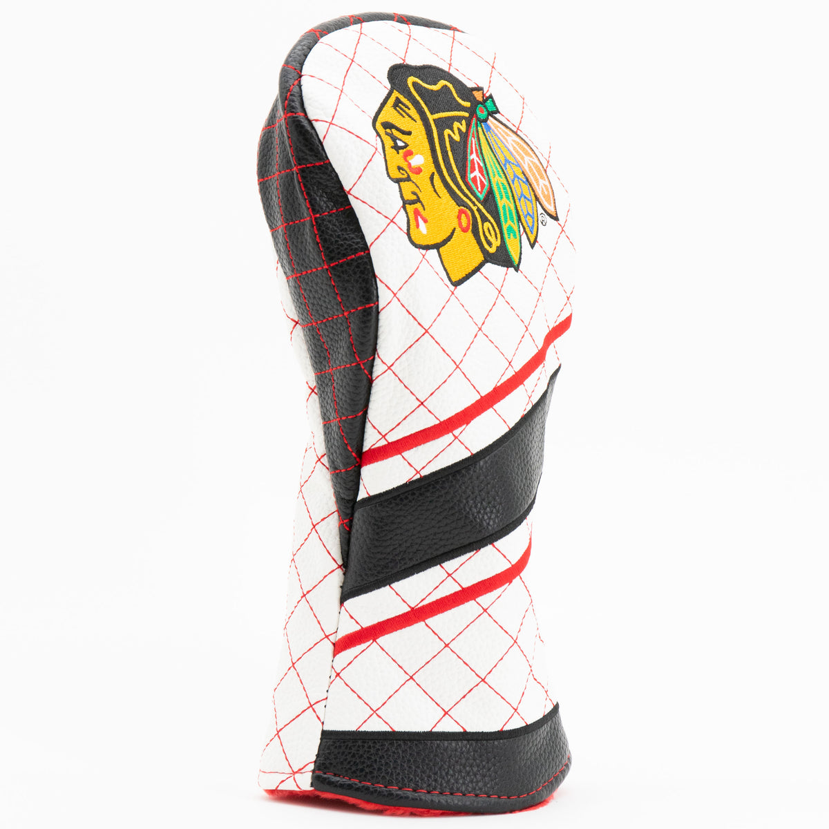 Chicago Blackhawks Striped Fairway quilted headcover, angled view
