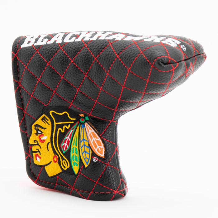 Chicago Blackhawks Solid Blade Putter quilted headcover, angled view
