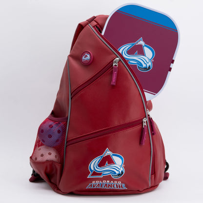 Colorado Avalanche PU leather backpack by Team Golf, view 4