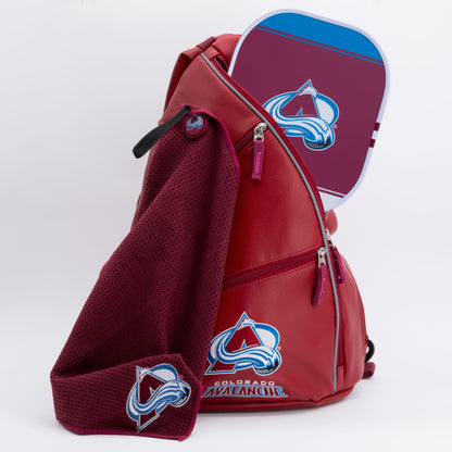 Colorado Avalanche PU leather backpack by Team Golf, view 5