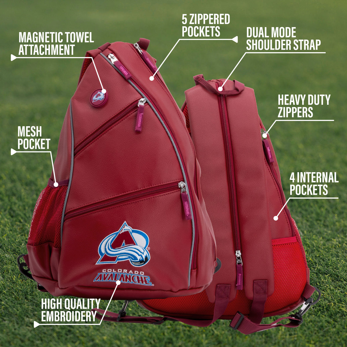 Colorado Avalanche PU leather backpack by Team Golf, view 9