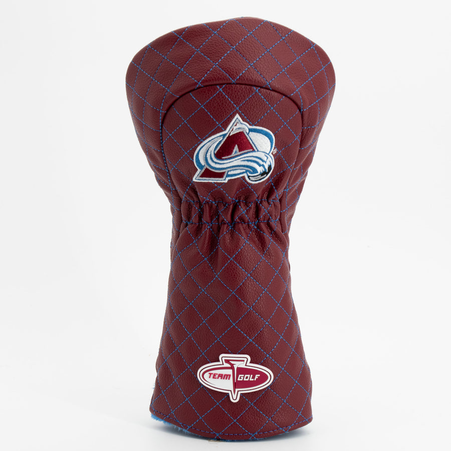 Colorado Avalanche solid quilted driver cover, back view