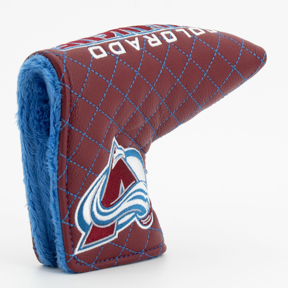 Colorado Avalanche Solid Blade Putter quilted headcover, opening detail