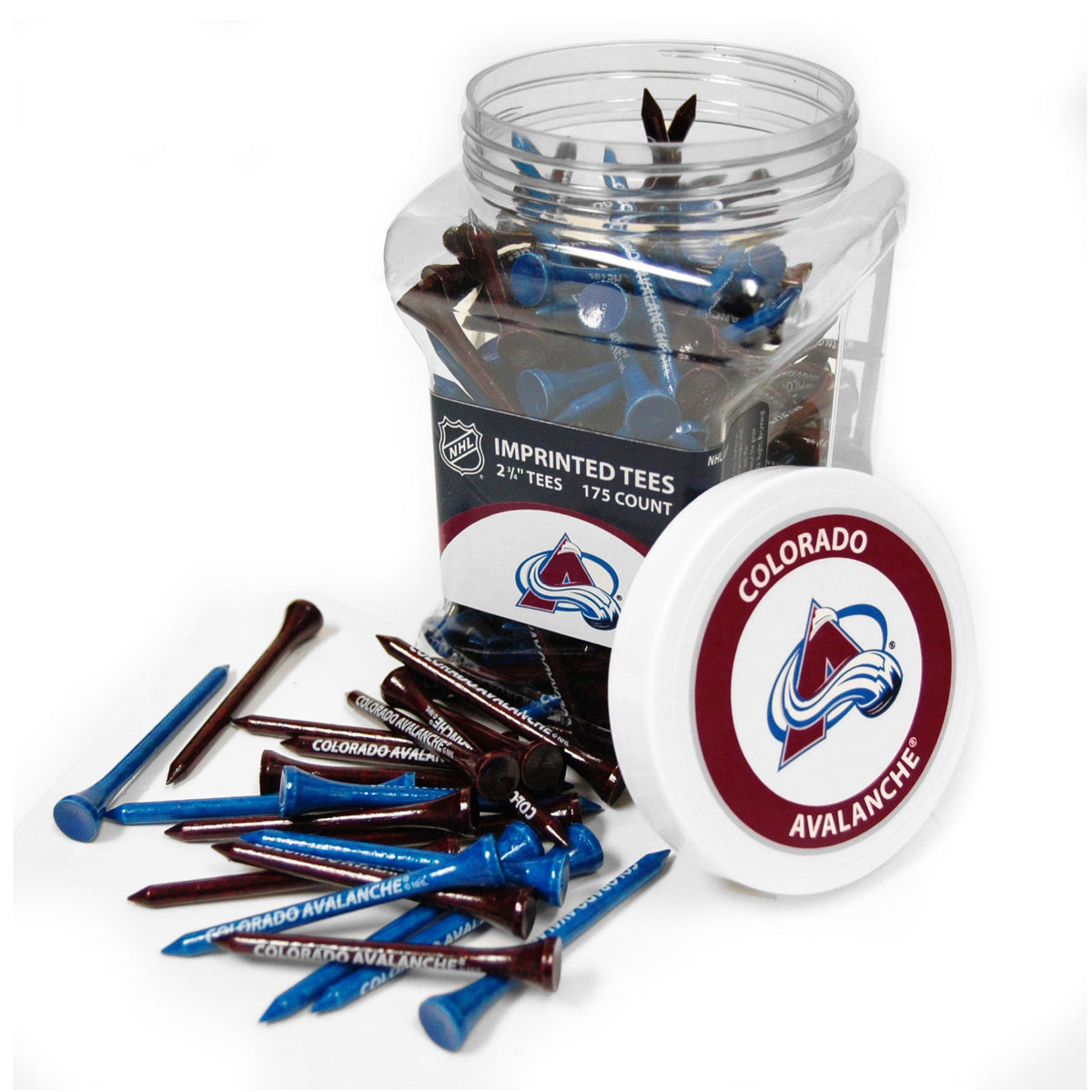 Colorado Avalanche 175-count golf tee jar with team-imprinted tees