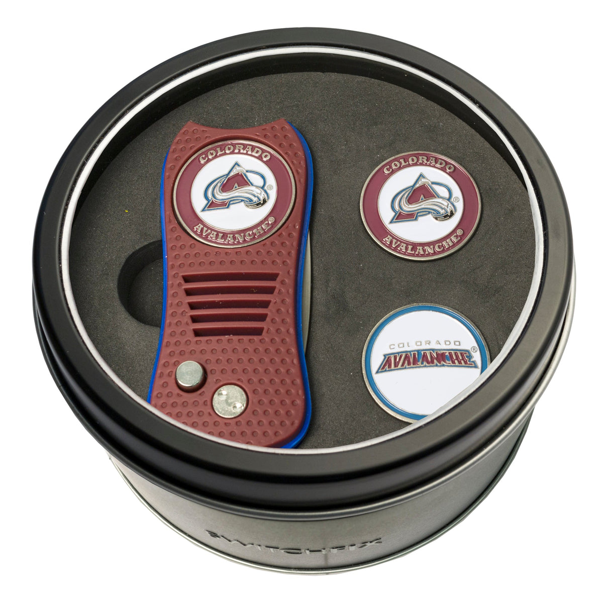 Colorado Avalanche Switchblade divot tool and ball marker tin gift set