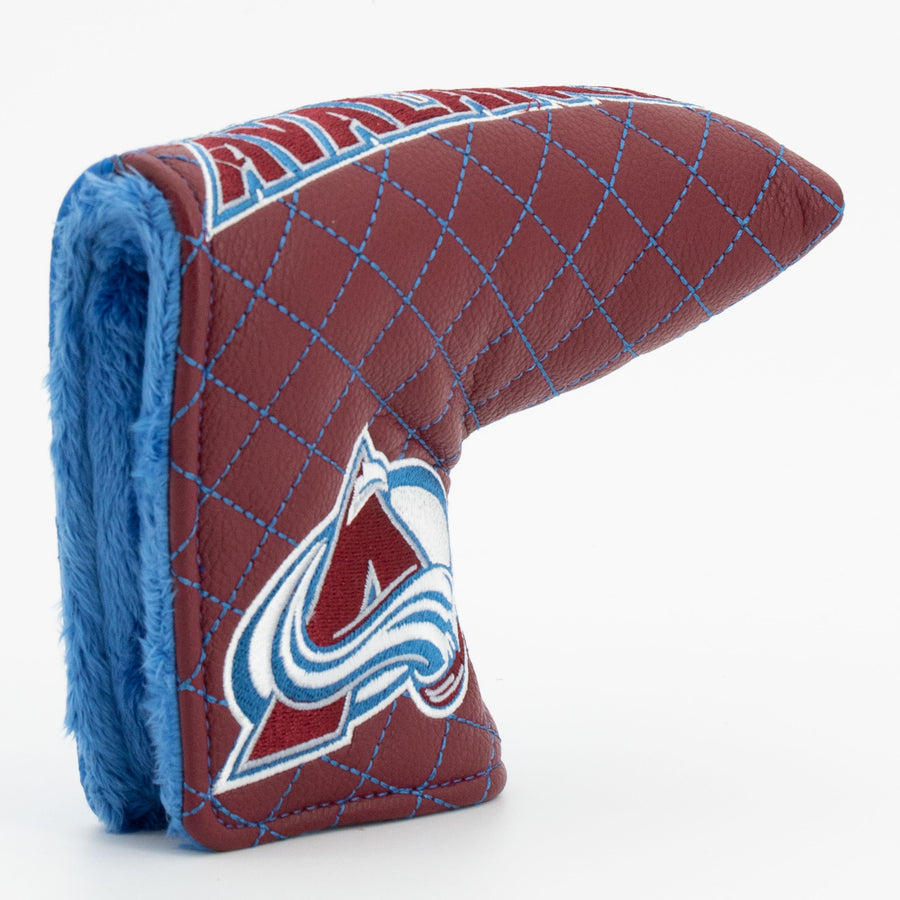 Colorado Avalanche split quilted blade putter cover: original opening and lining detail