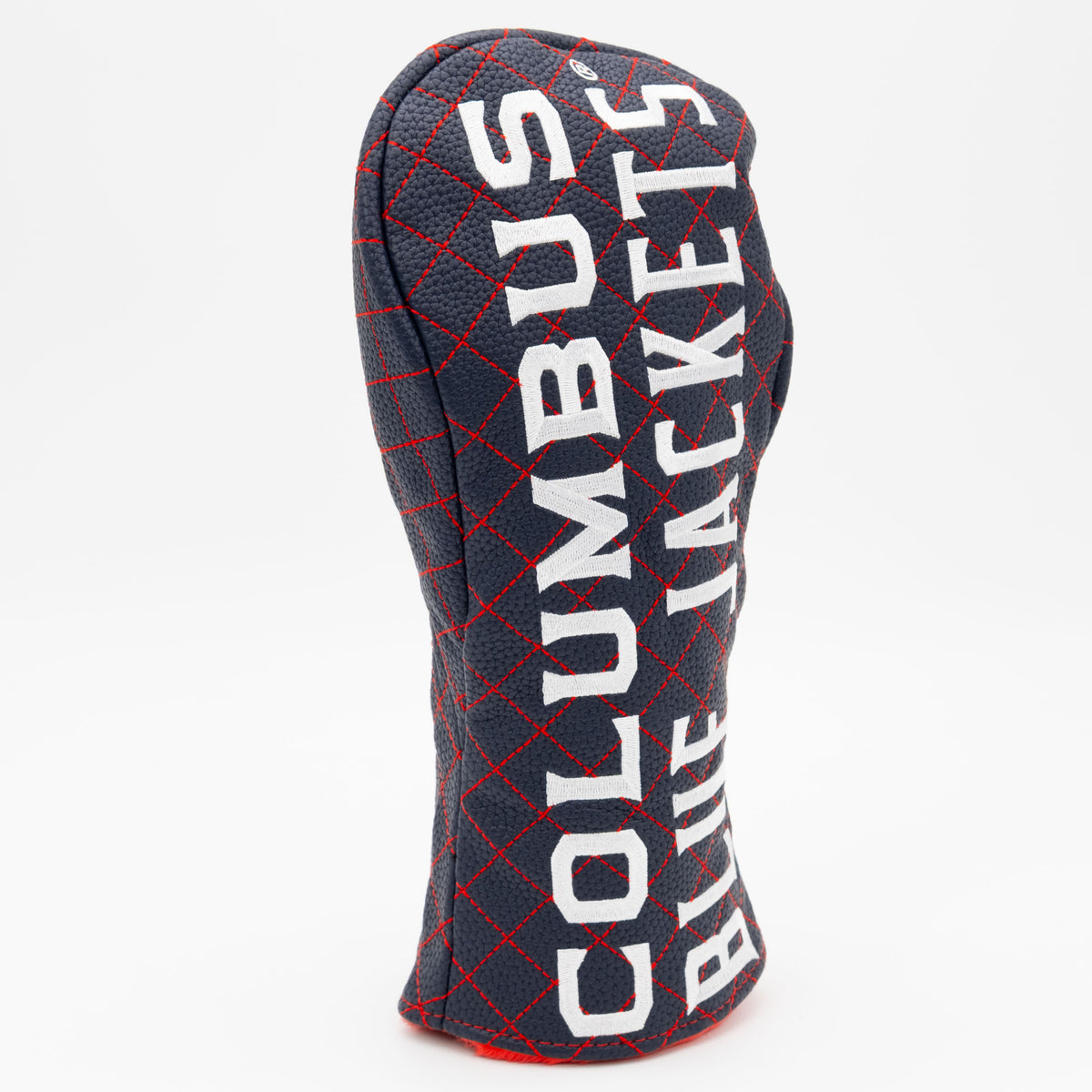 Columbus Blue Jackets Solid Fairway quilted headcover, angled view