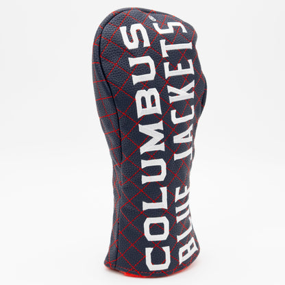 Columbus Blue Jackets Solid Fairway quilted headcover, angled view