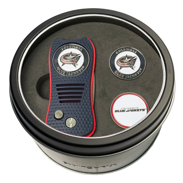 Columbus Blue Jackets Switchblade divot tool and ball marker tin gift set