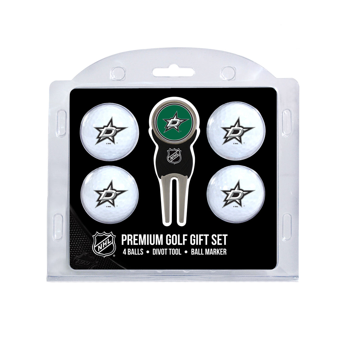 Dallas Stars four ball golf gift set with divot tool and ball marker