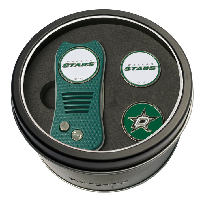 Dallas Stars Switchblade divot tool and ball marker tin gift set