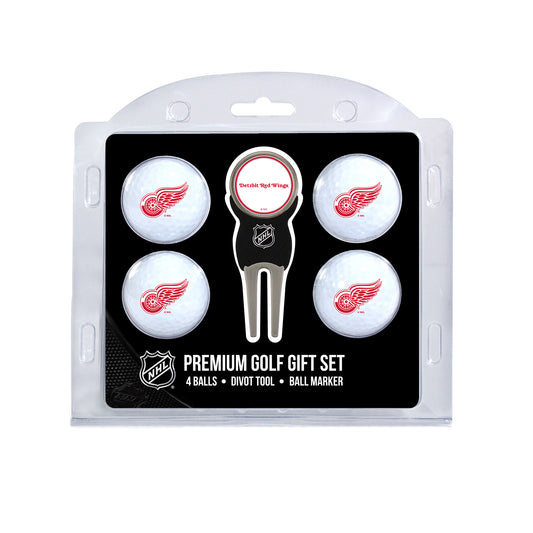 Detroit Red Wings four ball golf gift set with divot tool and ball marker