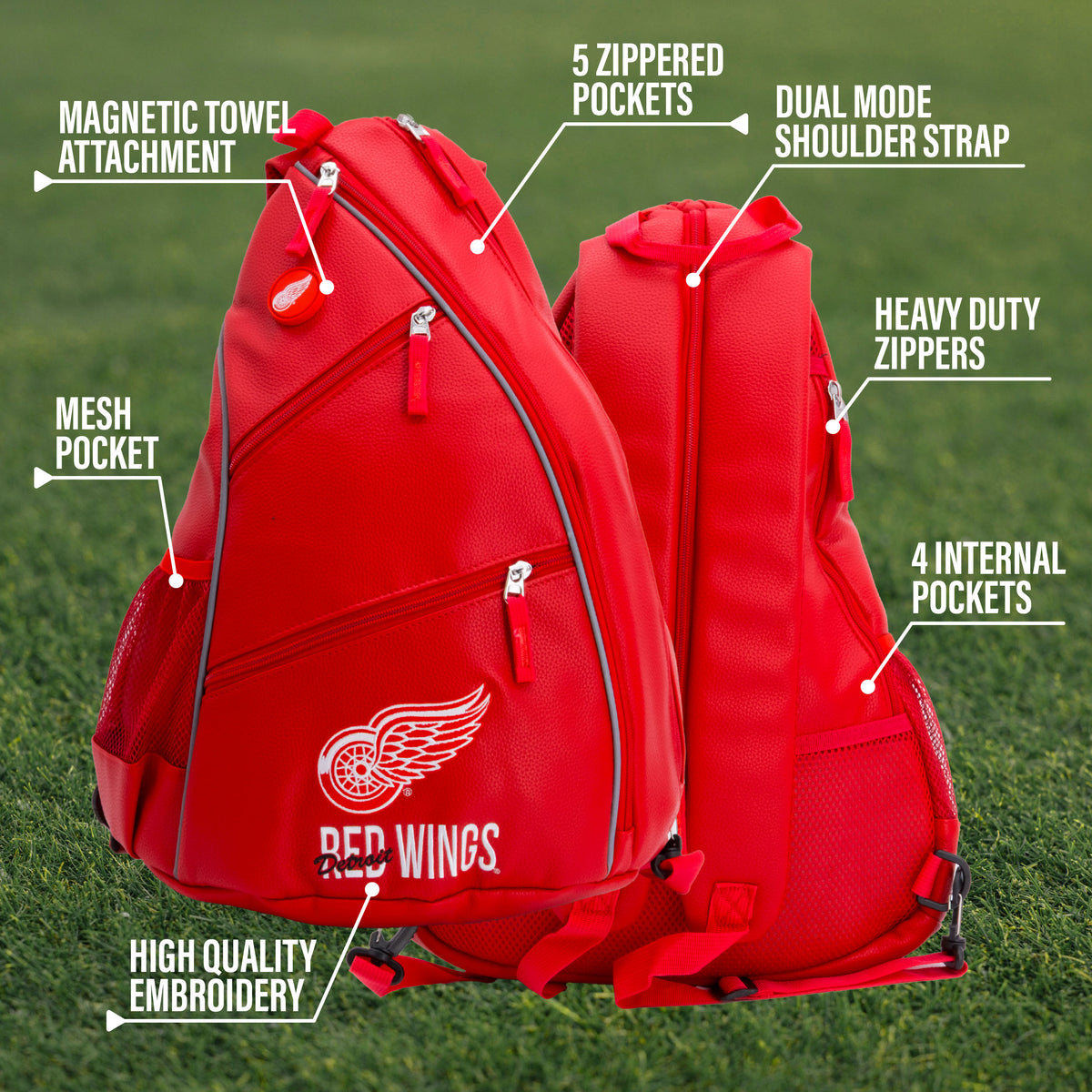 Detroit Red Wings PU leather backpack by Team Golf, view 9