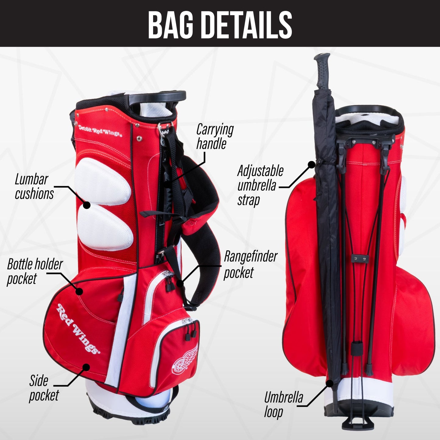 Detroit Red Wings Fairway Stand Bag - Image 2 - Club Rehab