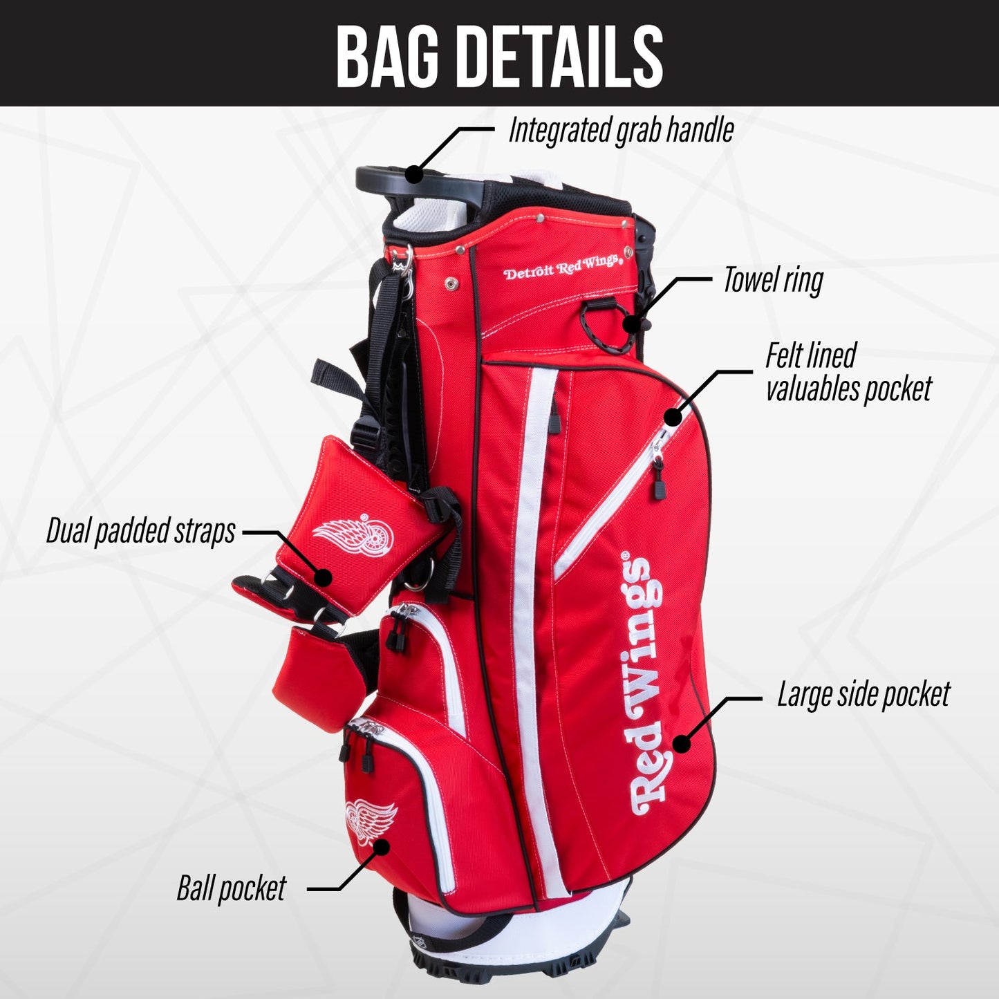 Detroit Red Wings Fairway Stand Bag - Image 3 - Club Rehab