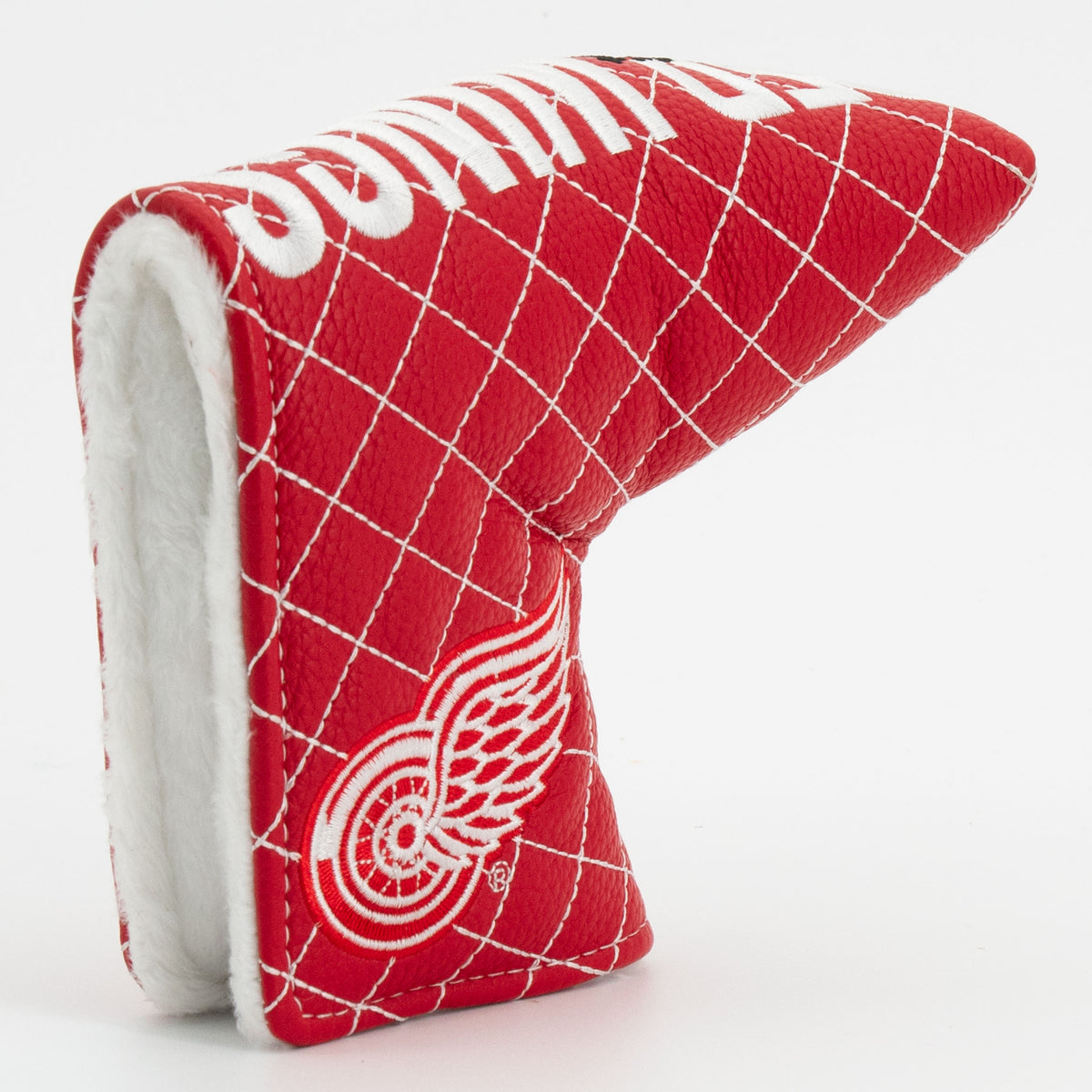 Detroit Red Wings Solid Blade Putter quilted headcover, opening detail