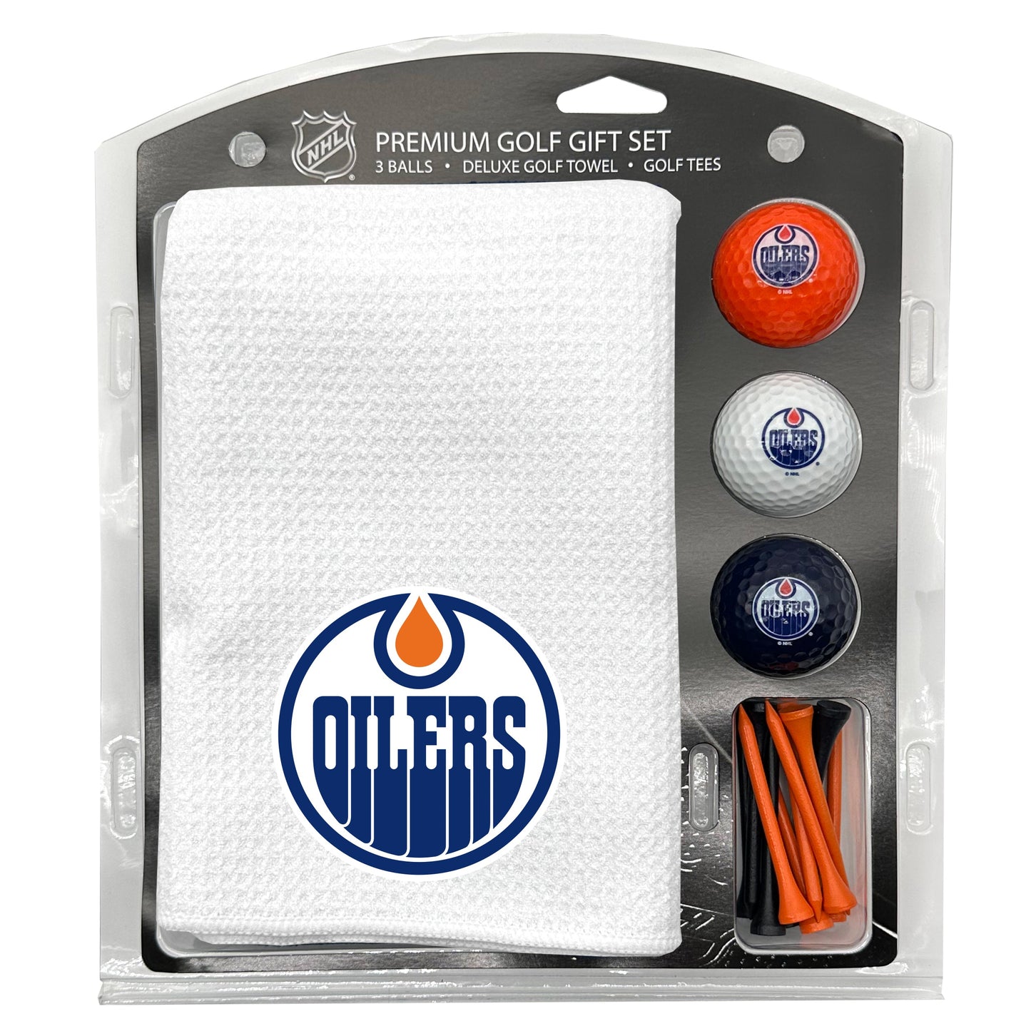 Edmonton Oilers White Microfiber Towel Golf Gift Set - Club Rehab
