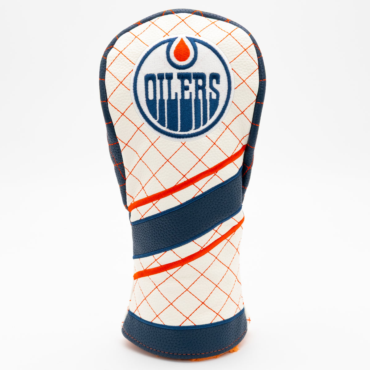 Edmonton Oilers Striped Fairway quilted headcover, front view