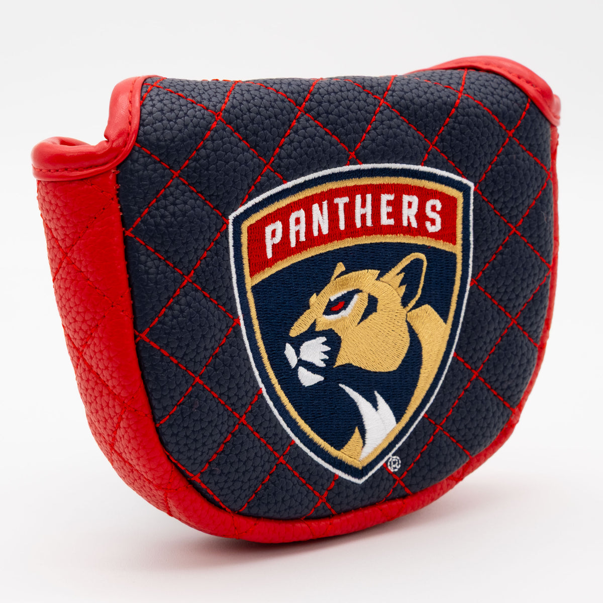 Florida Panthers Solid Mallet Putter quilted headcover, angled view
