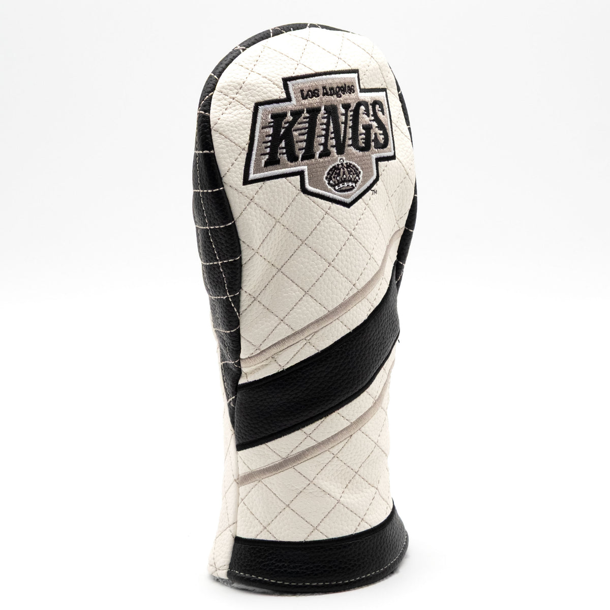 Los Angeles Kings Striped Quilted Fairway Headcover, close-up of the diamond stitching and textured exterior