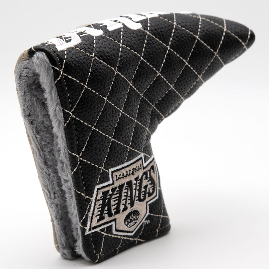 Los Angeles Kings split quilted blade putter cover: original opening and lining detail