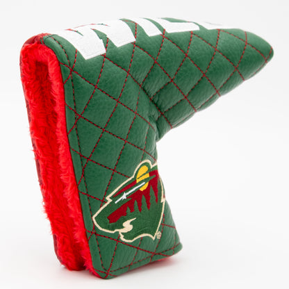 Minnesota Wild Split Blade Putter quilted headcover, opening detail