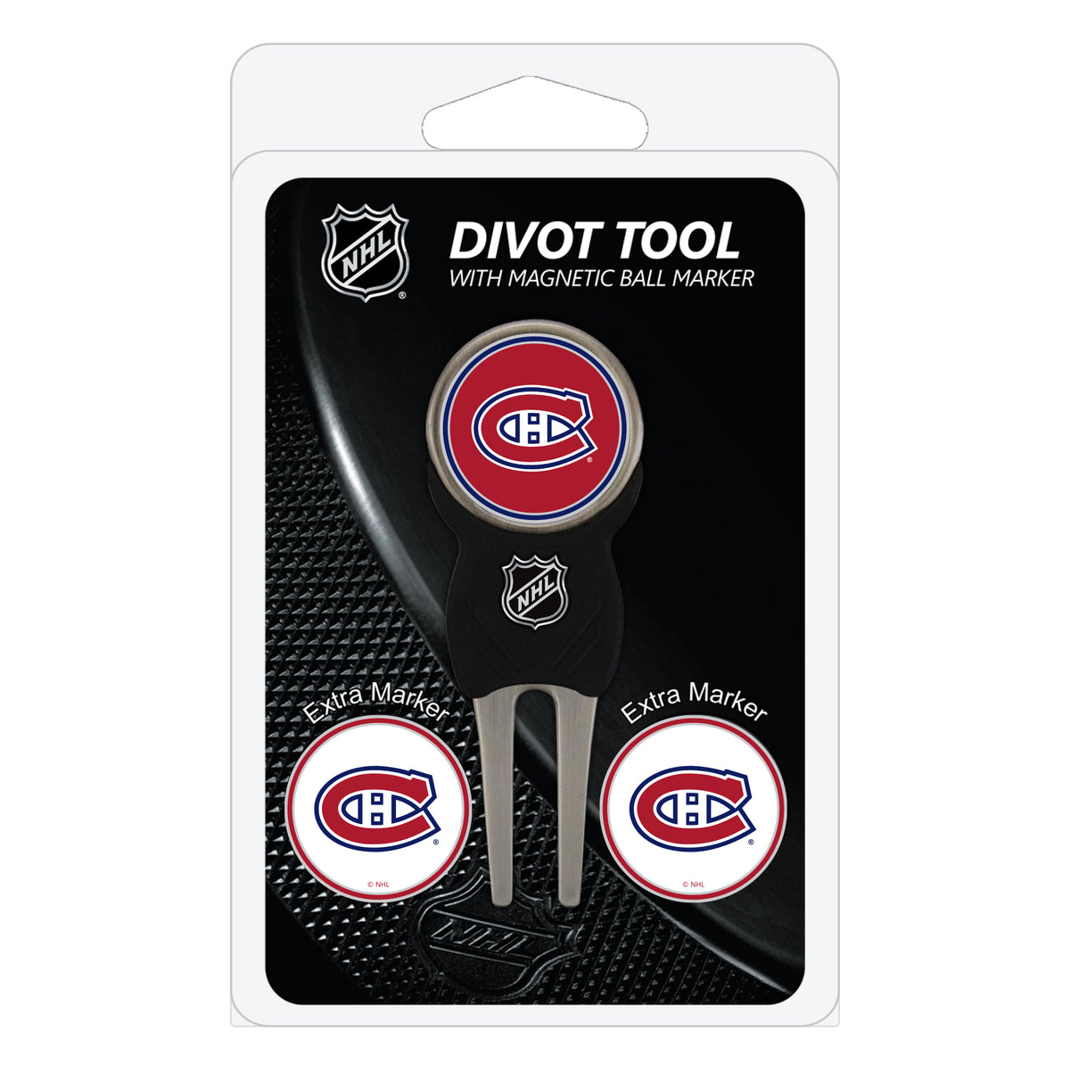 Montreal Canadiens divot repair tool and three ball markers