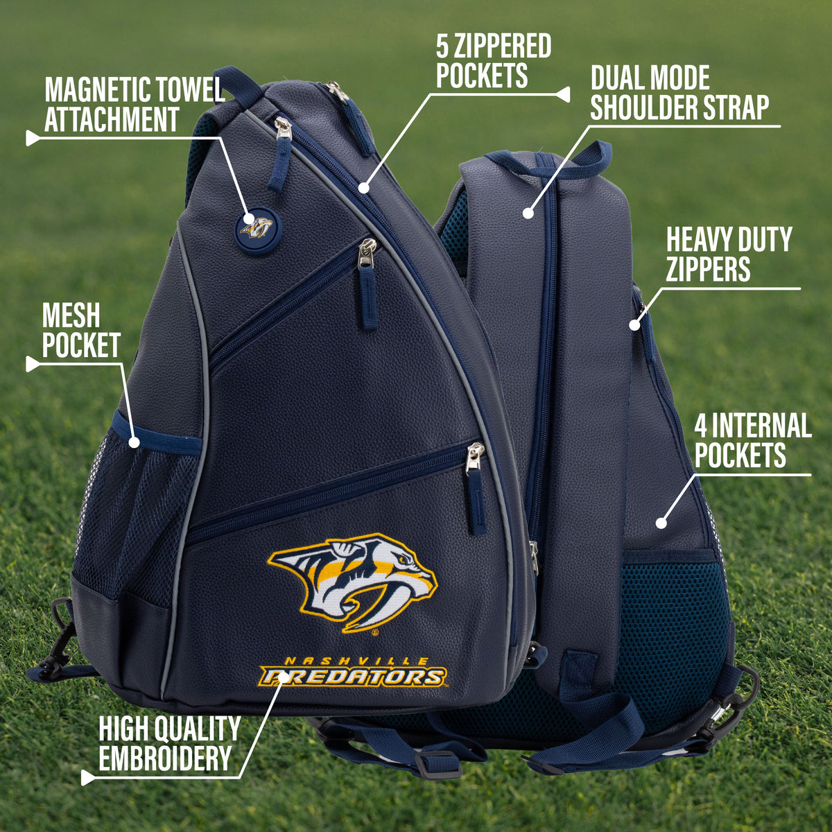 Nashville Predators PU leather backpack by Team Golf, view 9