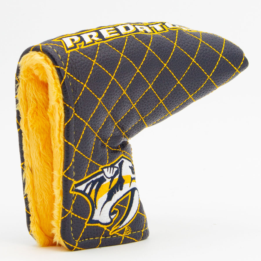 Nashville Predators solid quilted blade putter cover: original opening and lining detail