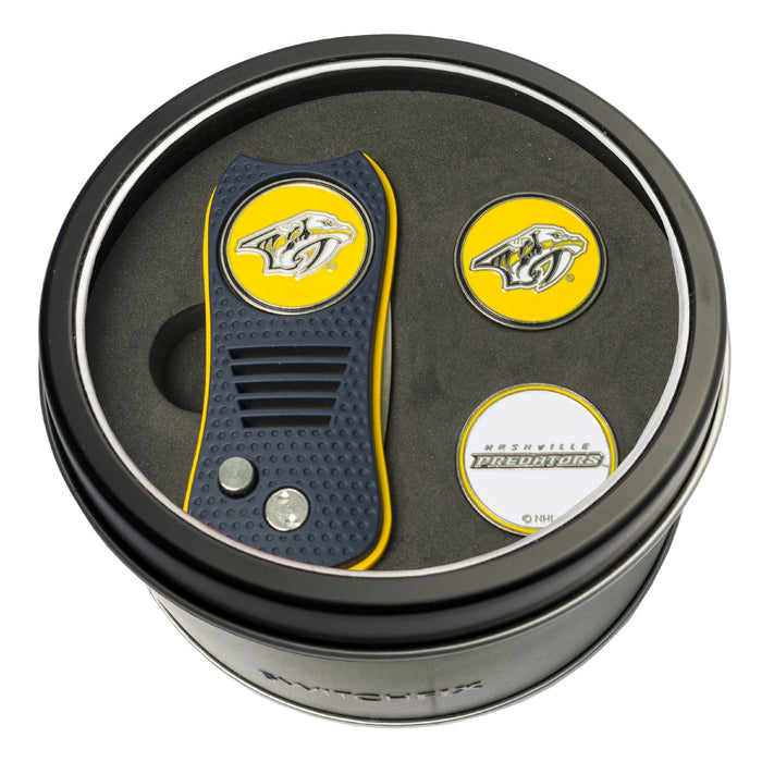 Nashville Predators Switchblade divot tool and ball marker tin gift set