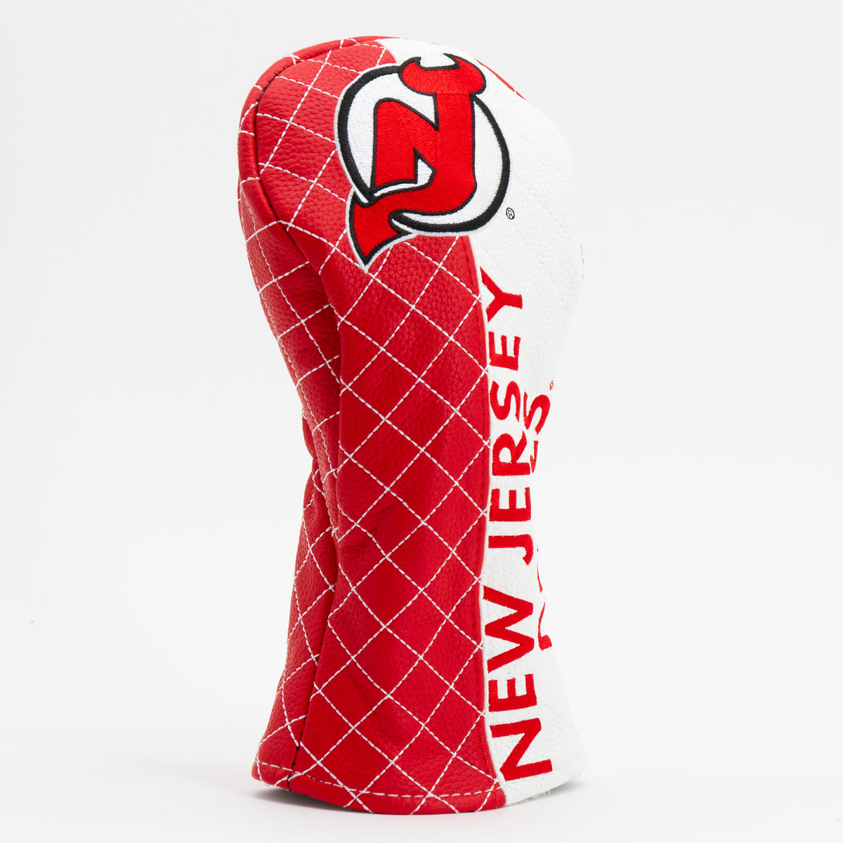 New Jersey Devils Split Fairway quilted headcover, angled view