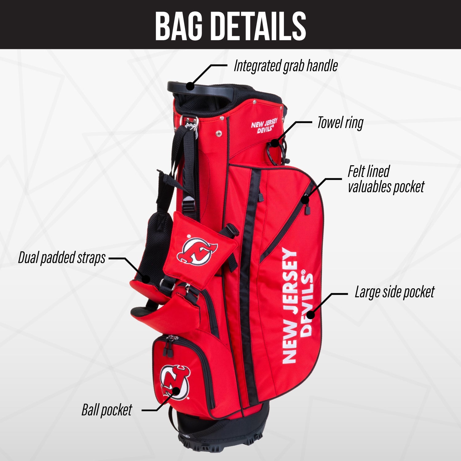 New Jersey Devils Fairway Stand Bag - Image 3 - Club Rehab