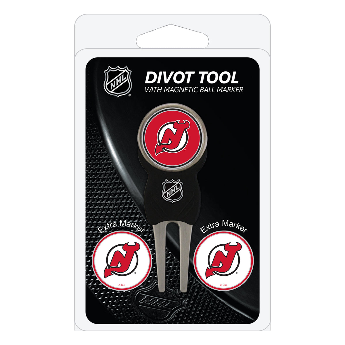 New Jersey Devils divot repair tool and three ball markers