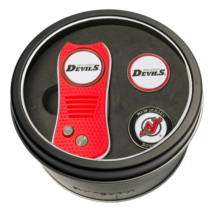 New Jersey Devils Switchblade divot tool and ball marker tin gift set