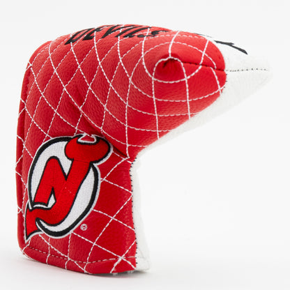 New Jersey Devils Split Blade Putter quilted headcover, angled view