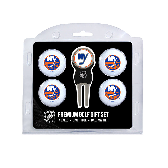 New York Islanders four ball golf gift set with divot tool and ball marker