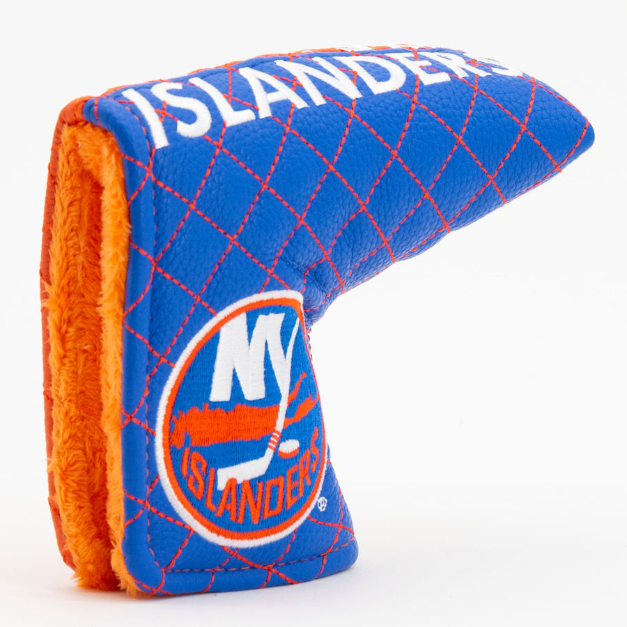 New York Islanders split quilted blade putter cover: original opening and lining detail