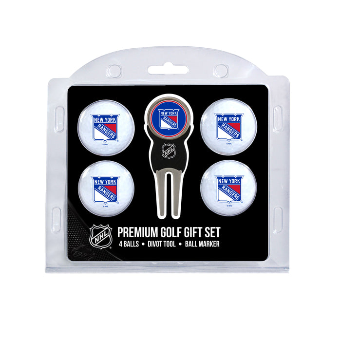 New York Rangers four ball golf gift set with divot tool and ball marker