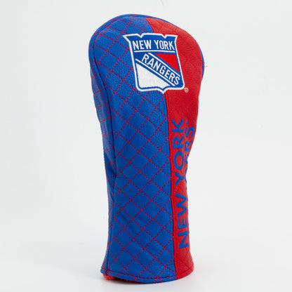 New York Rangers Split Fairway quilted headcover, angled view
