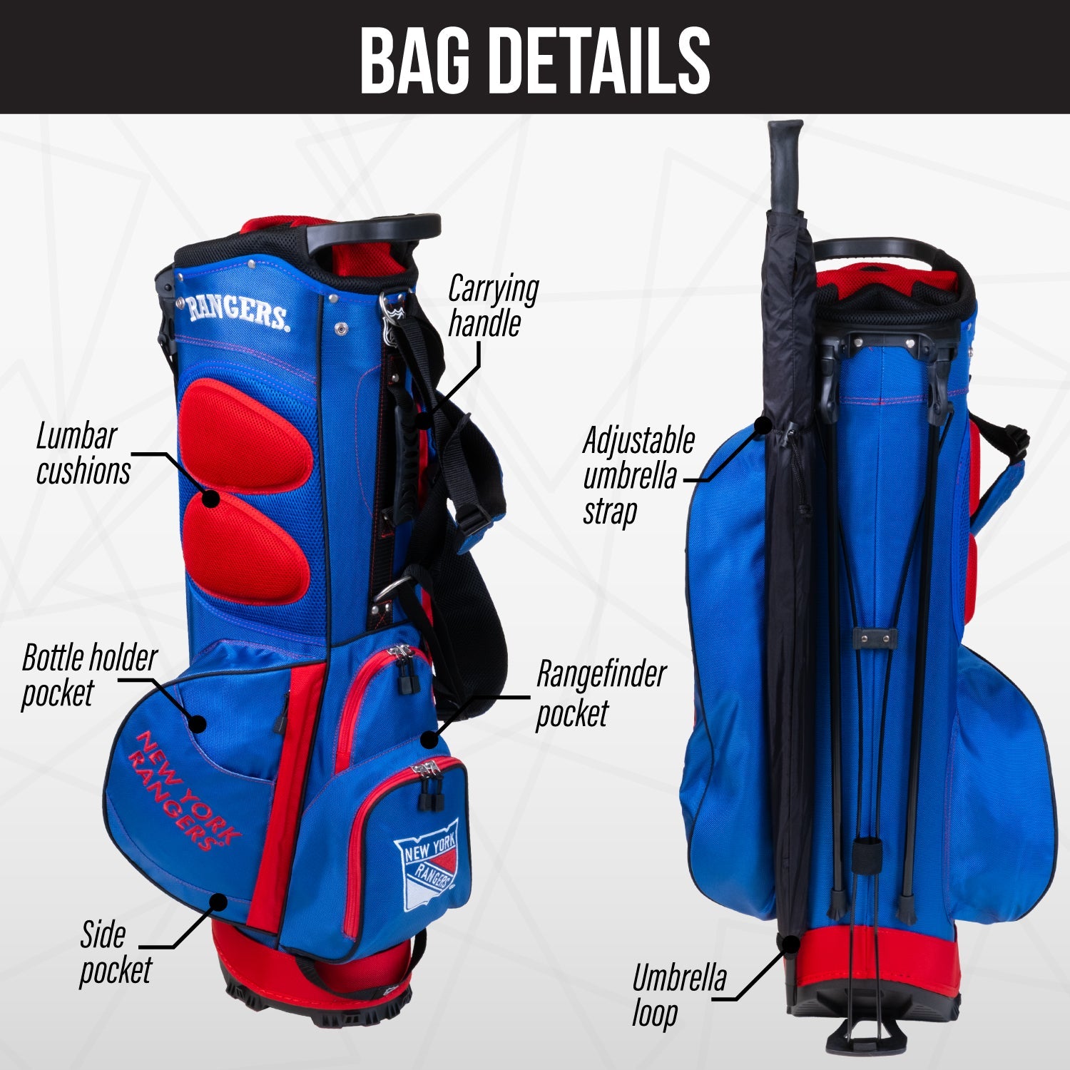 New York Rangers Fairway Stand Bag - Image 2 - Club Rehab