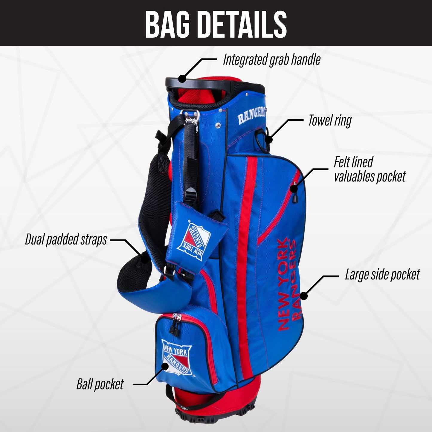 New York Rangers Fairway Stand Bag - Image 3 - Club Rehab