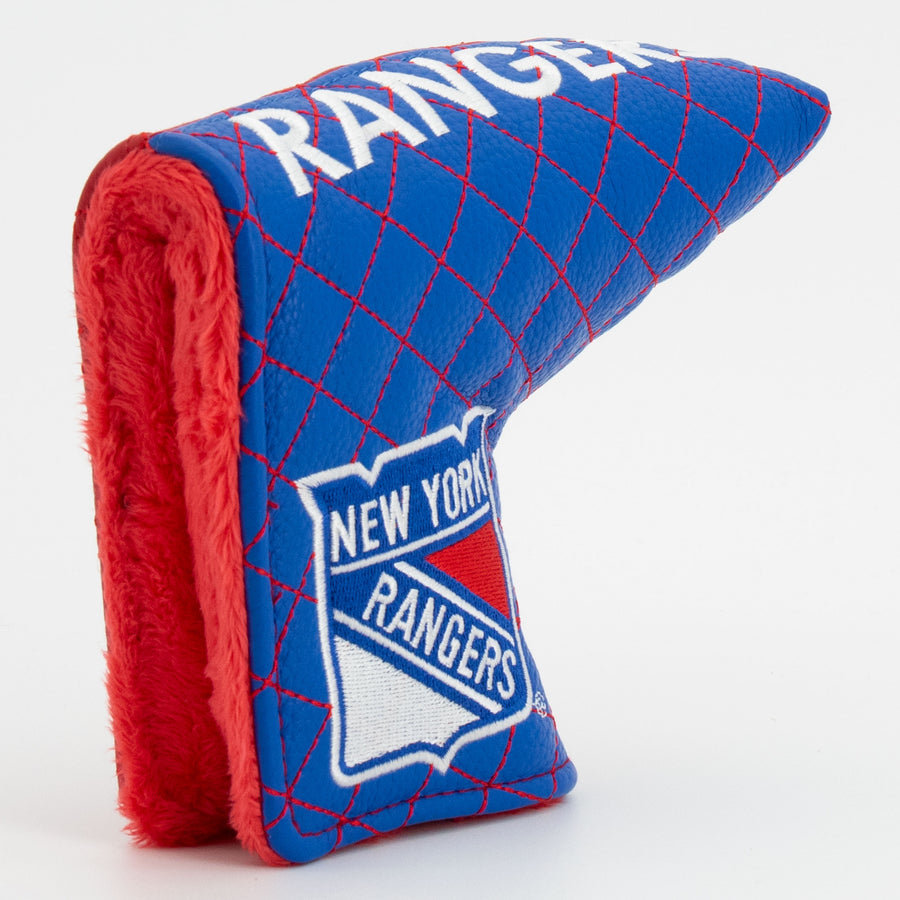 New York Rangers split quilted blade putter cover: original opening and lining detail