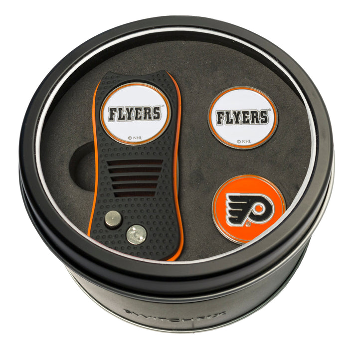 Philadelphia Flyers Switchblade divot tool and ball marker tin gift set