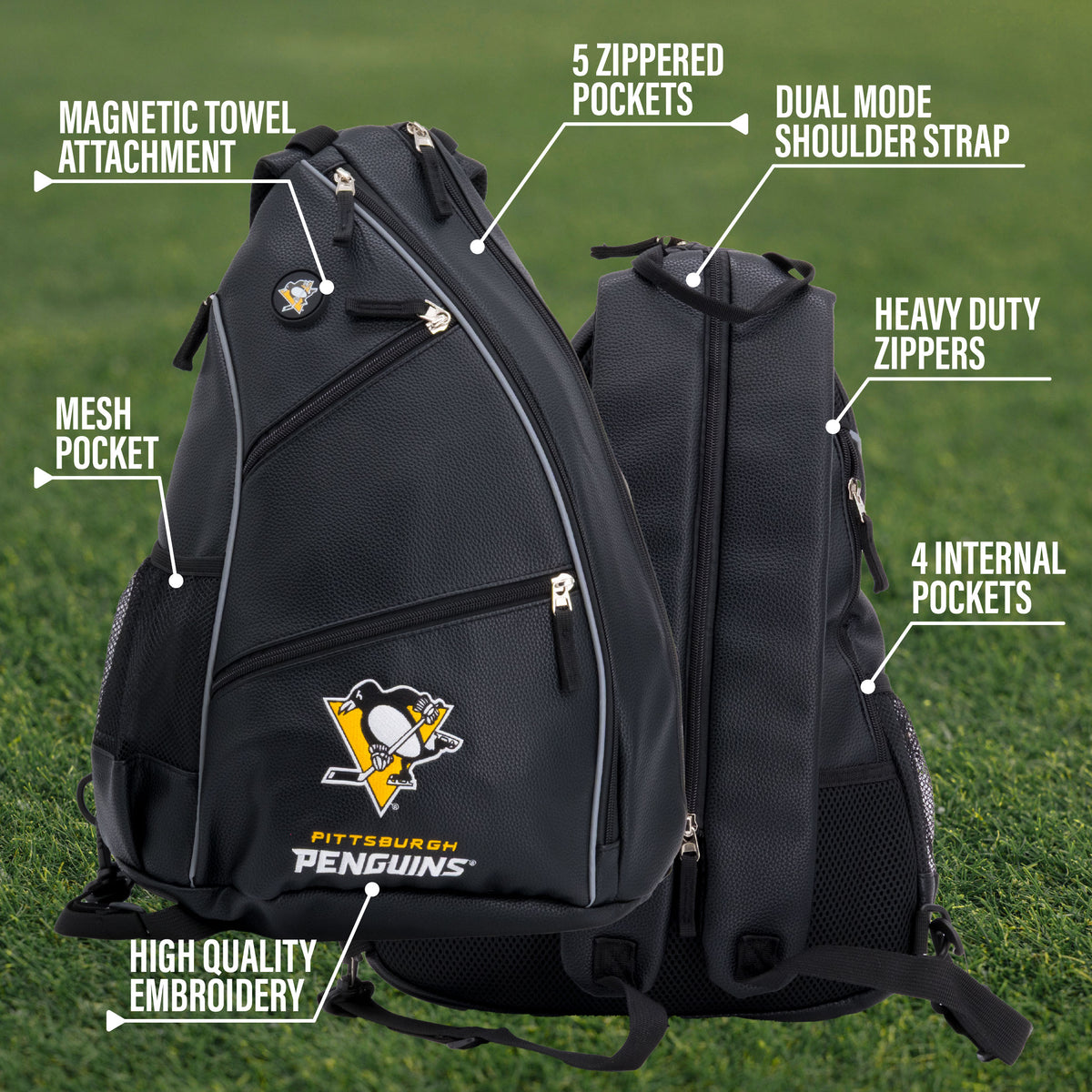Pittsburgh Penguins PU leather backpack by Team Golf, view 6