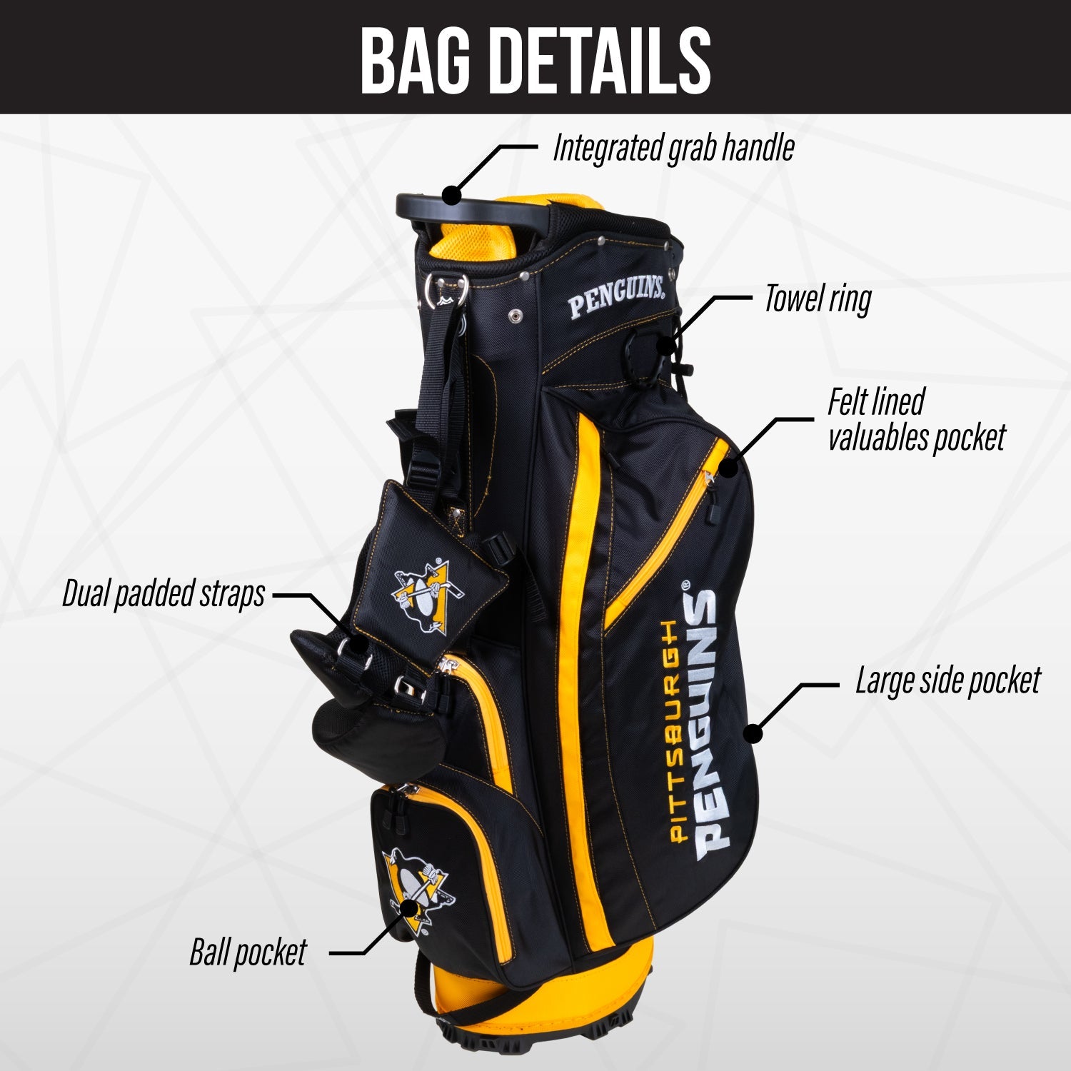 Pittsburgh Penguins Fairway Stand Bag - Image 3 - Club Rehab