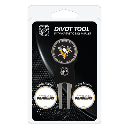 Pittsburgh Penguins divot repair tool and three ball markers