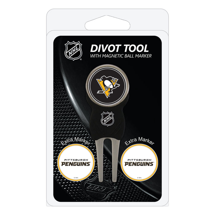 Pittsburgh Penguins divot repair tool and three ball markers