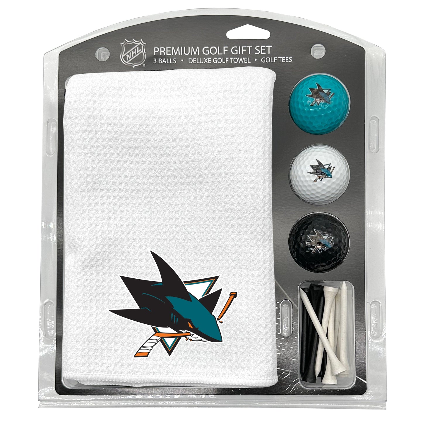 San Jose Sharks White Microfiber Towel Golf Gift Set - Club Rehab