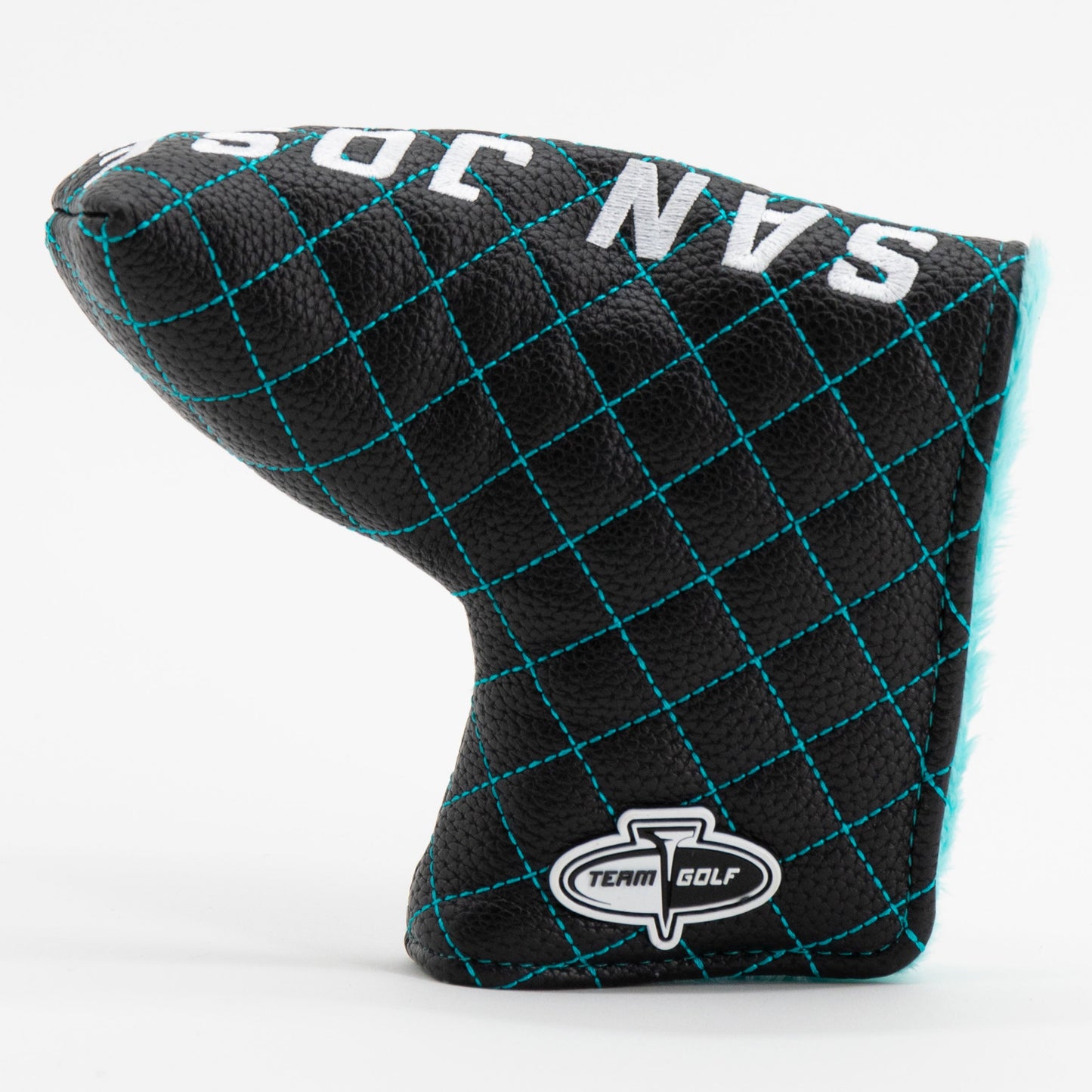 San Jose Sharks solid blade putter quilted golf headcover alternate view